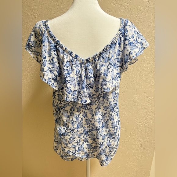 Rebecca Taylor Off The Shoulder Aimee Top Blue - Size 8 - Picture 10 of 11